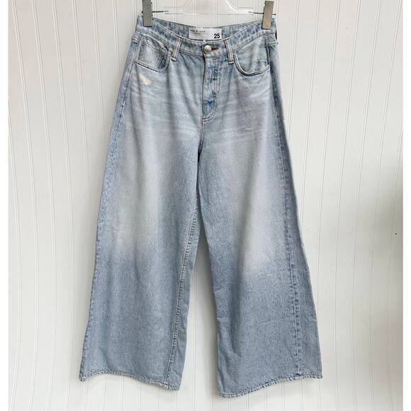 rag & bone Sofie Miramar Sweatpant Ankle Faux Wide Leg Jeans Light Distressed 25 - Picture 3 of 8